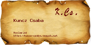 Kuncz Csaba névjegykártya